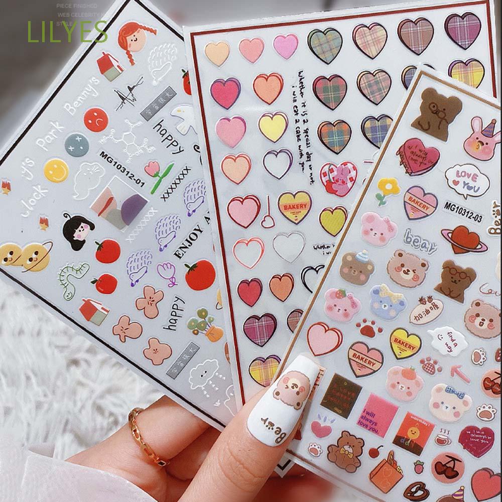 Miếng Dán Trang Trí Móng Tay Hình Gấu 3D Nhiều Màu Dễ Thương DIY