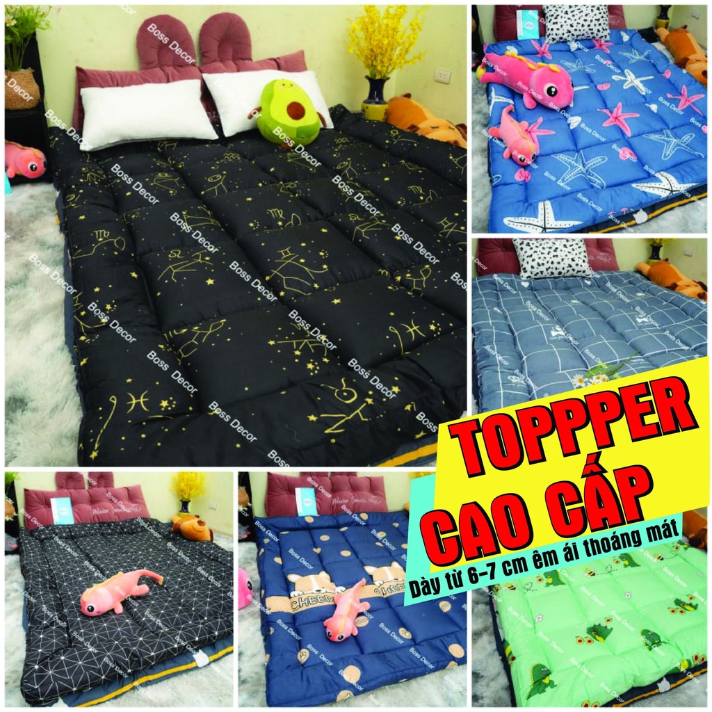 Topper Nệm ⚡Dày  7-8CM⚡ Tấm Topper Tiện Nghi Cao Cấp Gấp Gọn Gàng Khi Không Sử Dụng