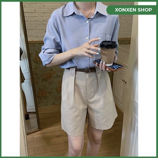 Quần kaki lững quần short nữ chất vải kaki tặng kèm nịt size S M mã 908