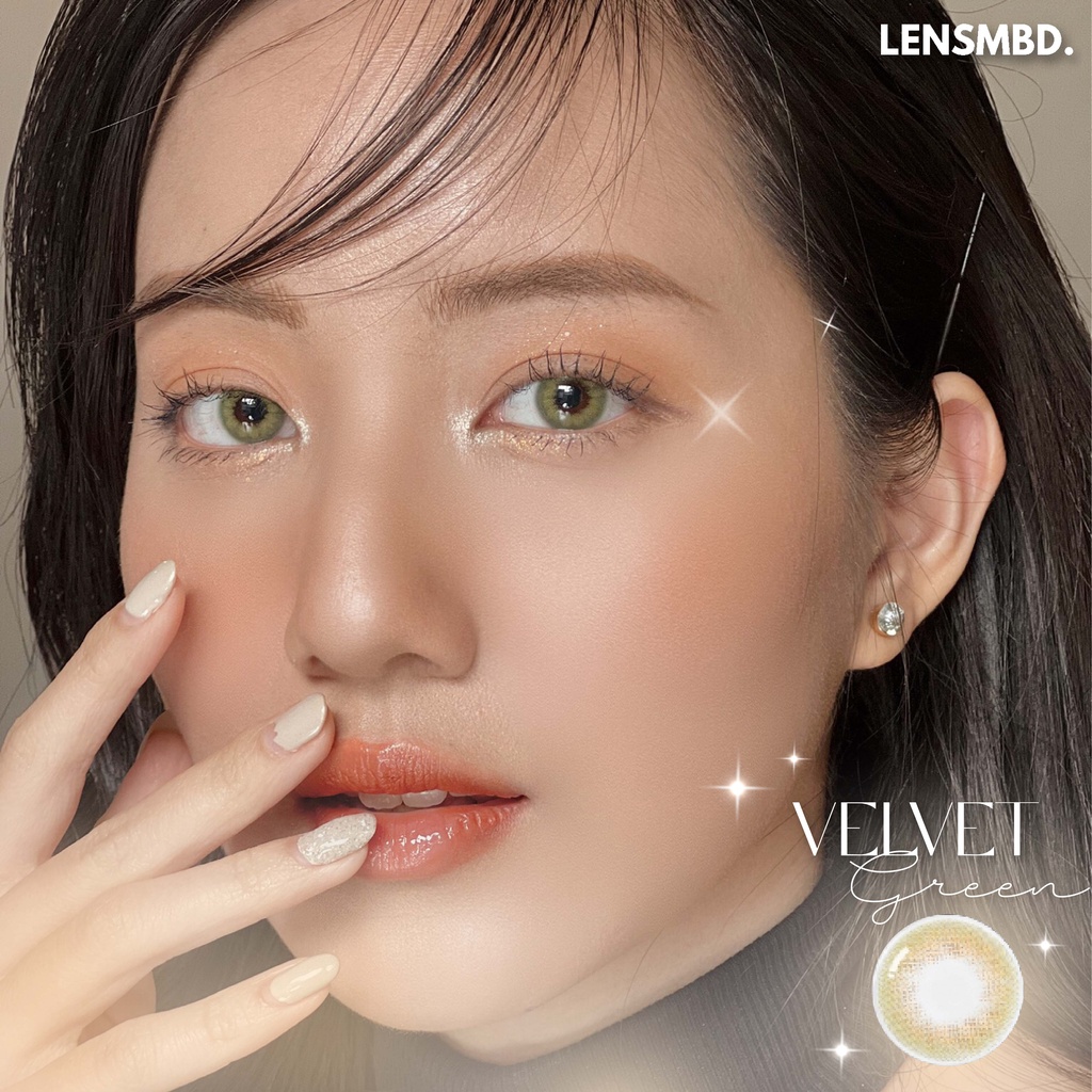 LENS KÍNH ÁP TRÒNG NỘI ĐỊA TRUNG XANH RÊU TÂY SÁNG VỪA VELVET GREEN LENSMBD X DOUYIN