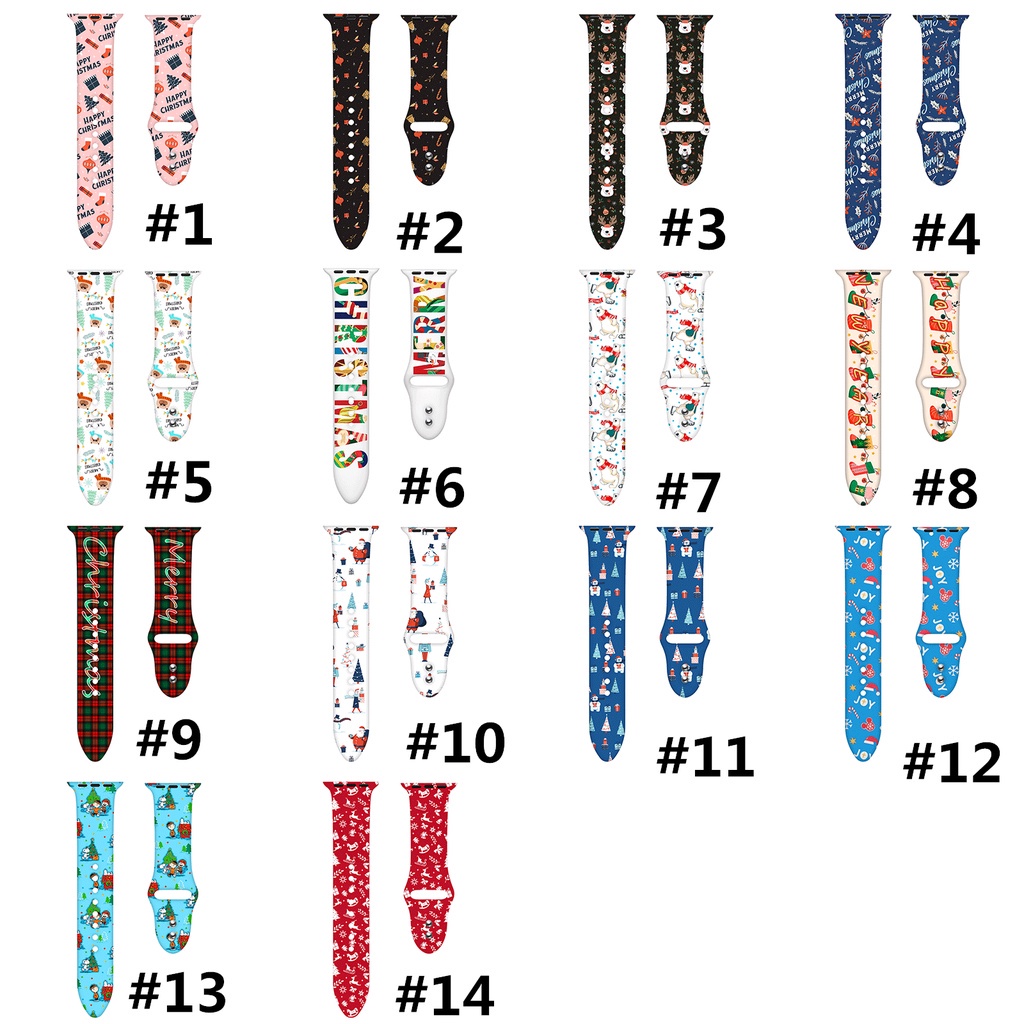 Dây Đeo Đồng Hồ In Họa Tiết Hoạt Hình Phong Cách Giáng Sinh 45 41 44 40 38 42Mm Cho iWatch 7 5 4 3 2 1 6 SE m