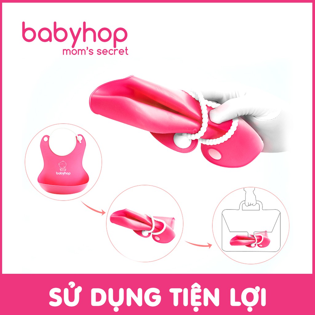 Yếm ăn dặm yếm máng chống rơi vãi Babyhop yếm nhựa mềm PP/TPE an toàn cho bé 4 màu lựa chọn