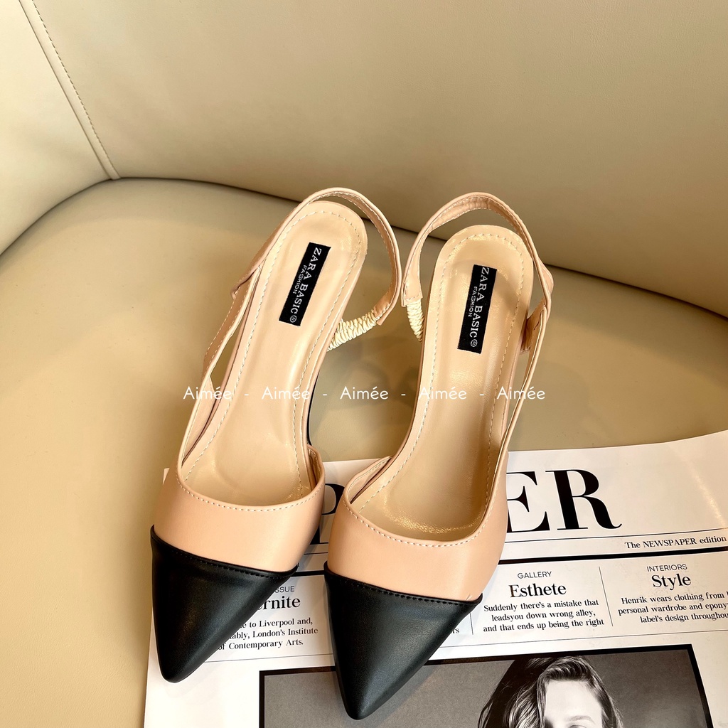 Sandal Guốc Bít Mũi Nhọn Đế Nhọn 5P Quai Chun Chất Mềm Mịn Đi Êm Chân Lên Dáng Siêu Xinh