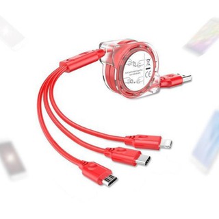 Cáp sạc 3 đầu đa năng dây rút