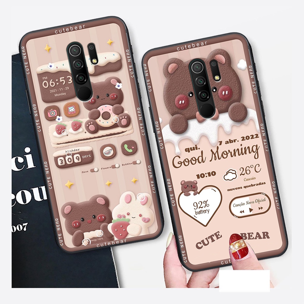 Ốp lưng Xiaomi REDMI 9 in hình Gấu nâu - hồng, Gấu Be@rick  cực CUTE, DỄ THƯƠNG