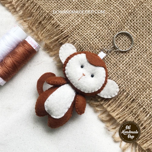 Móc khóa vải nỉ handmade hình con khỉ