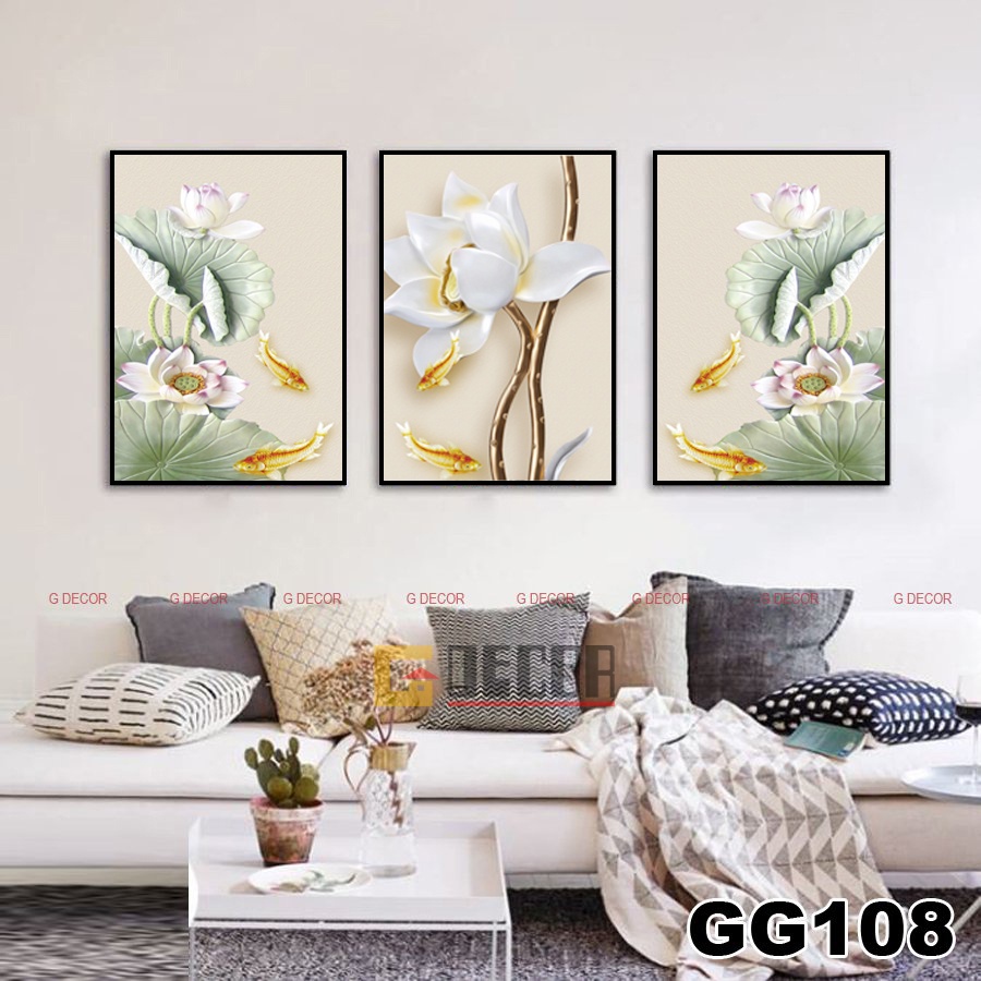 Tranh treo tường canvas khung gỗ 3 bức phong cách hiện đại Bắc Âu tranh phật trang trí phòng khách phòng ngủ spa 22