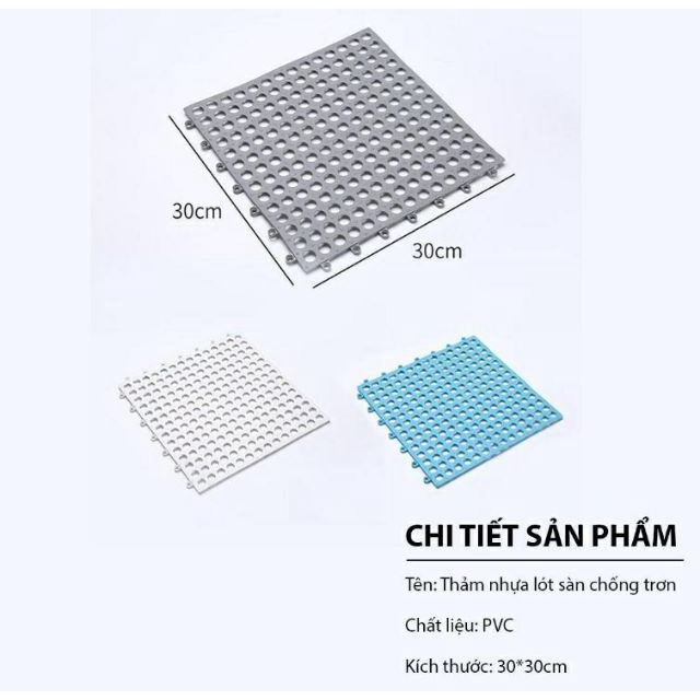 Tấm lót sàn,thảm nhựa lỗ kháng khuẩn,chống trơn,trượt kt30*30 cm sạch sẽ,thoáng mát,êm chân,an toàn cho trẻ
