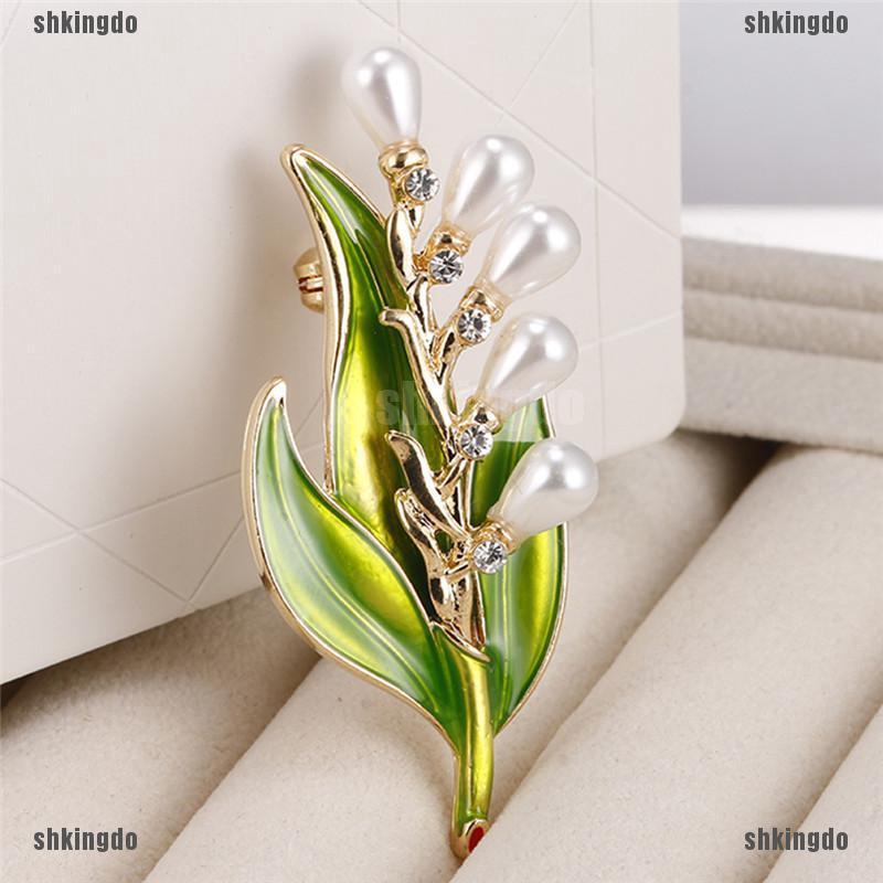 Trâm cài hình chiếc lá đính đá và ngọc trai tráng men