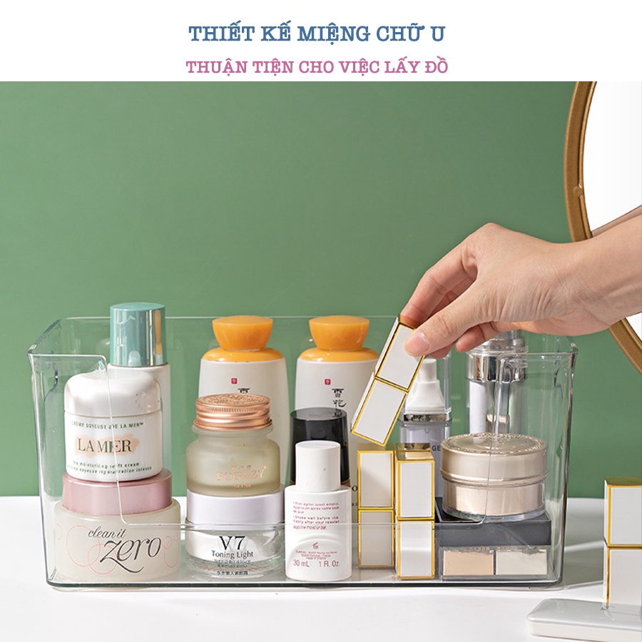 Khay Đựng Đồ Trong Suốt Để Bàn, Hộp Đựng Đồ Tủ Quần Áo Đa Năng Có Tay Cầm Q053