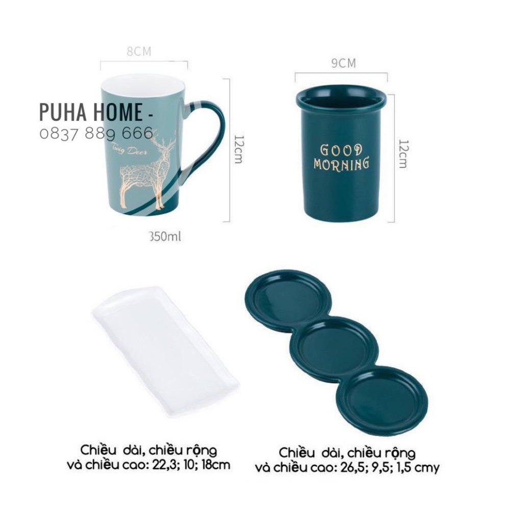 Set cốc đánh răng sứ có khay đựng[FREE SHIP] ☘𝘾𝘼𝙊 𝘾𝘼̂́𝙋☘