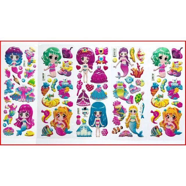 4 bộ Sticker dán thay đồ cho bé hình nổi nhũ cực đẹp