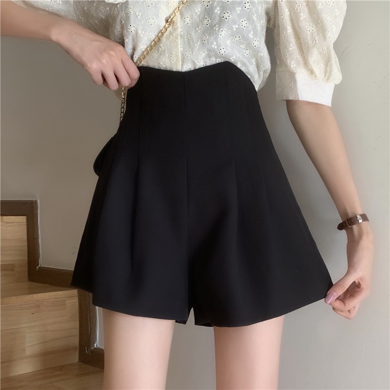 Quần Đùi Nữ thiết kế lưng cao ống rộng khóa sau
