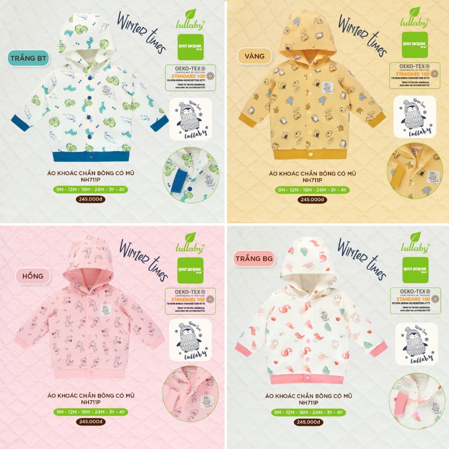 Áo Khoác Lullaby Chần Bông Chính Hãng, Siêu Ấm Áp NH711P