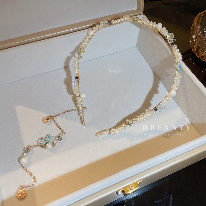 Cài Tóc Đính Hạt Ngọc Trai / Vỏ Sò / Sao Biển Kiểu Dáng Ngọt Ngào Xinh Xắn Cho Nữ