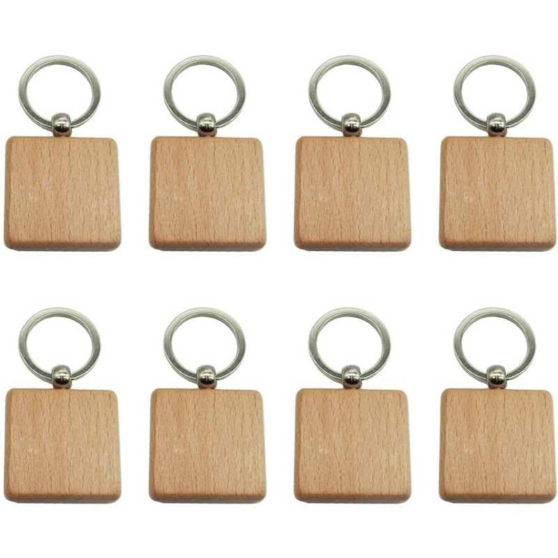 Set 30 Móc Khóa Gỗ Hình Vuông Trơn DIY