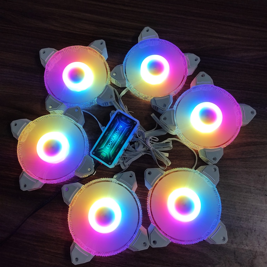 Quạt Tản Nhiệt Diamond D2 12cm Fan Led RGB Đồng Bộ Màu Hub Coolmoon, Hub Sync Mainboard