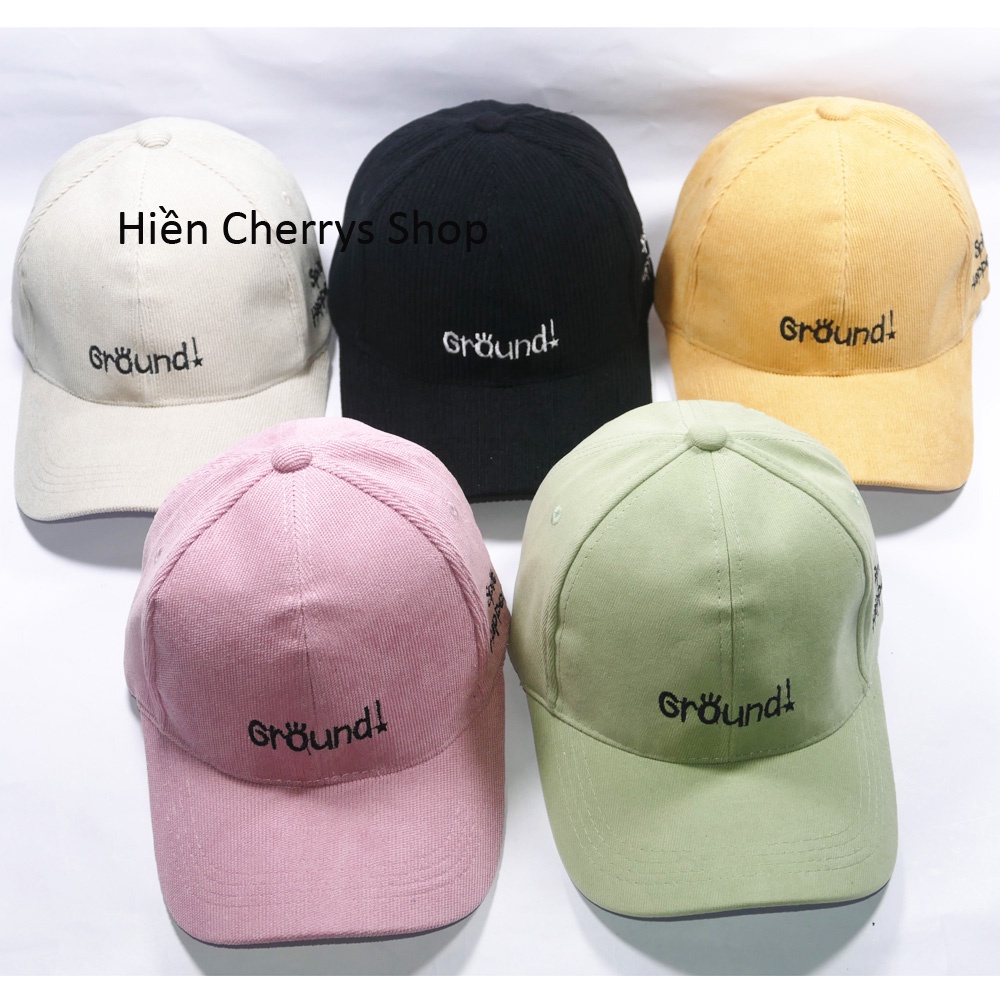 Nón kết thêu hình chữ Ground chất liệu nhung tăm cao cấp form unisex nam nữ