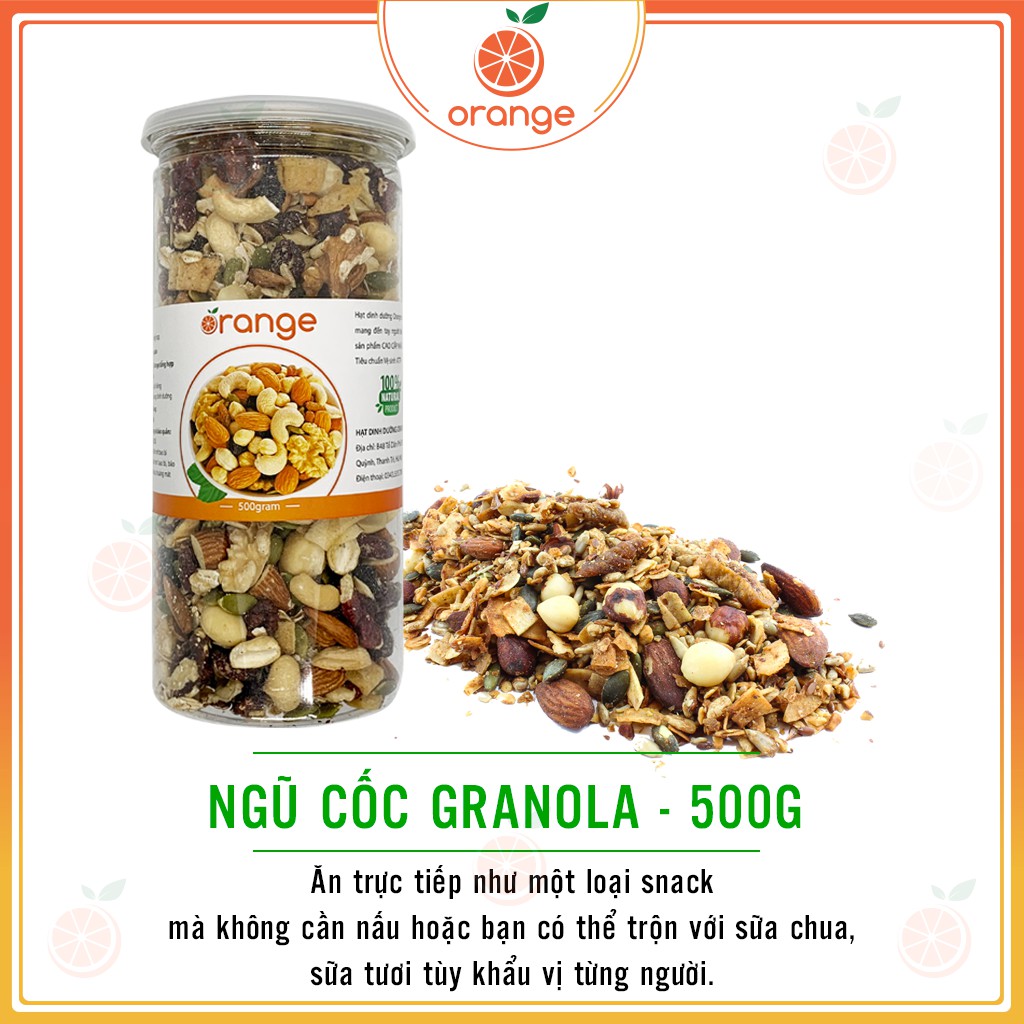 Ngũ cốc Granola Orange - 500g - Ngũ cốc dinh dưỡng cho người Ăn Kiêng - Giảm Cân - Ngũ cốc ăn sáng siêu ngon