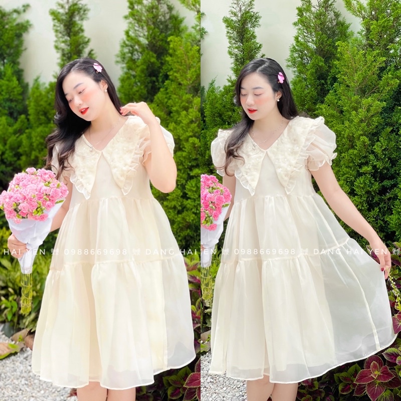 Váy voan Pipia bồng công chúa cổ đính hoa dễ thương