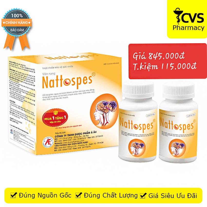Nattospes (Hộp 180 Viên) – Hỗ Trợ phòng ngừa tai biến, ổn định huyết áp - cvspharmacy