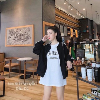 áo khoác bomber phối 2 sọc trắng