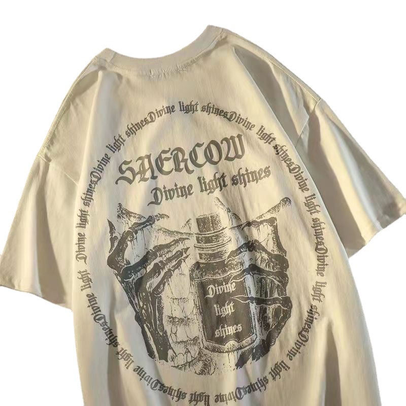 Áo thun MMIOT tay ngắn in họa tiết đầu lâu phong cách gothic harajuku thời trang đường phố cho nam