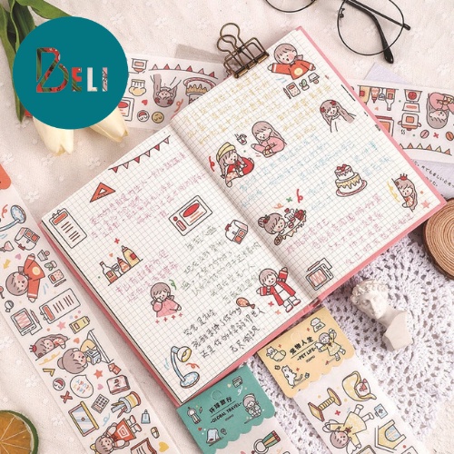 Sticker Hàn Quốc siêu cute BELI, hình dán  cute hình chữ nhật đáng yêu dễ thương C628