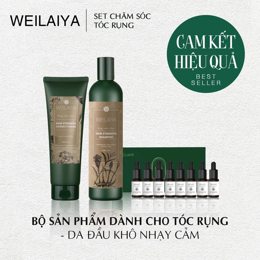 Combo Dầu Gội 400ml, Dầu Xả 250ml, Huyết thanh ngăn rụng và kích thích mọc tóc Weilaiya