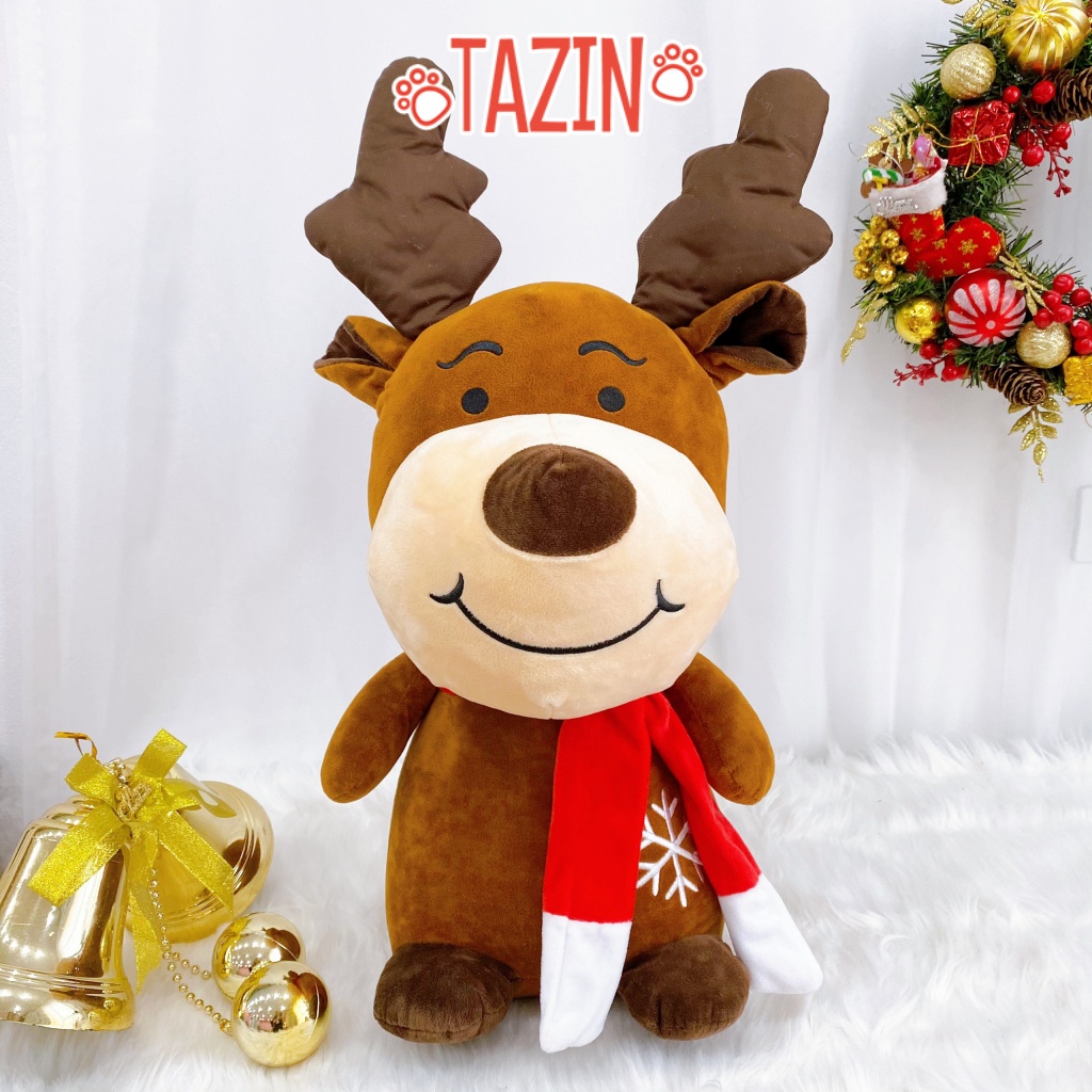 Gấu bông tuần lộc nâu bông tuyết giáng sinh noel, tuần lộc bông noel cutte 20 cm cao cấp Tazin