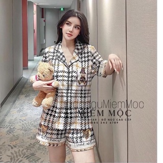  Bộ pijama đùi lụa xước Quảng Châu cao cấp gấu 