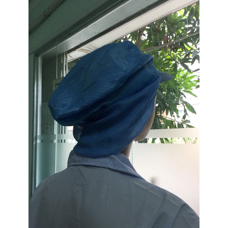 Nón Kết Phòng Sạch có búi tóc màu xanh