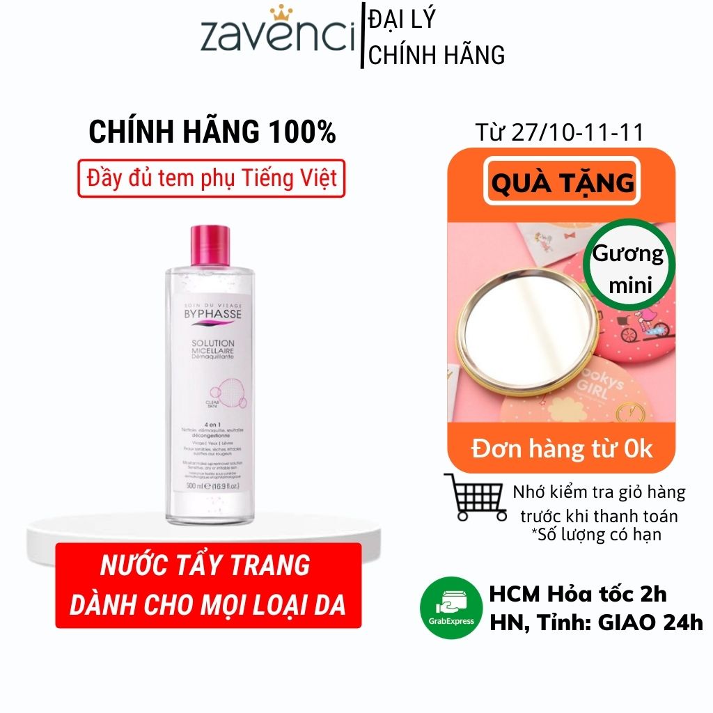 Nước tẩy trang Byphasse Micellar Cleansing Water dành cho nam, nữ 500ml - ZAVENCI Official