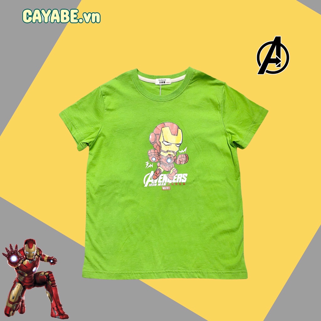 ÁO THUN CHO BÉ TRAI CAYABE SIÊU ANH HÙNG NGƯỜI SẮT IRONMAN MÀU XANH LÁ (QUẦN ÁO TRẺ EM)