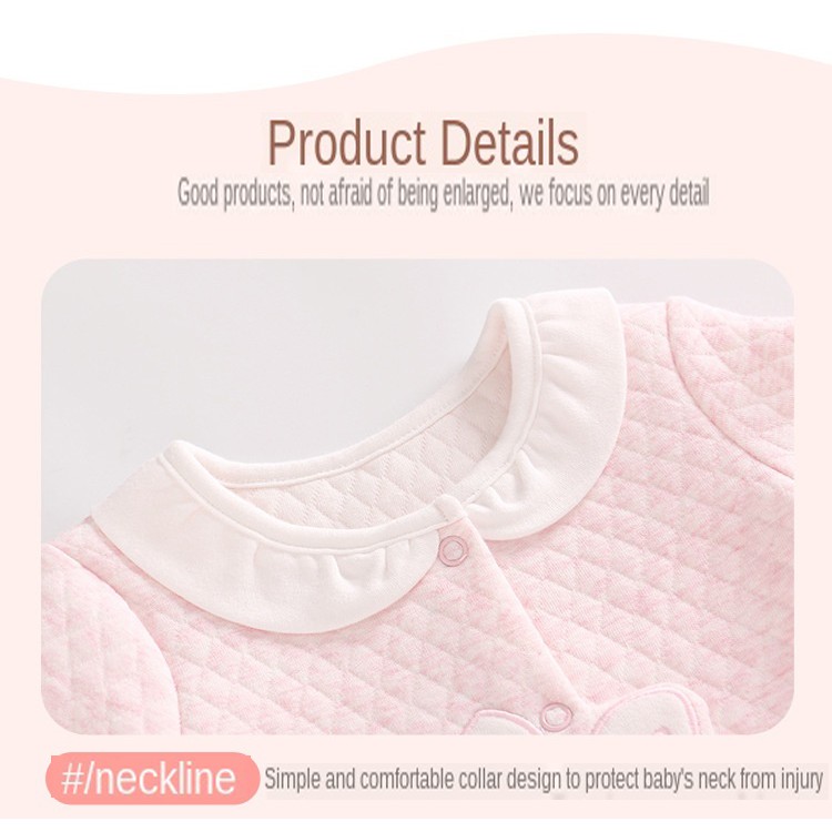 Áo liền quần 100% cotton thêu họa tiết chú hươu xinh xắn dành cho bé