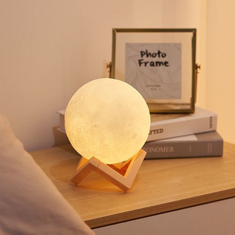 Đèn mặt trăng 3D, đèn ngủ để bàn dễ thương 12cm