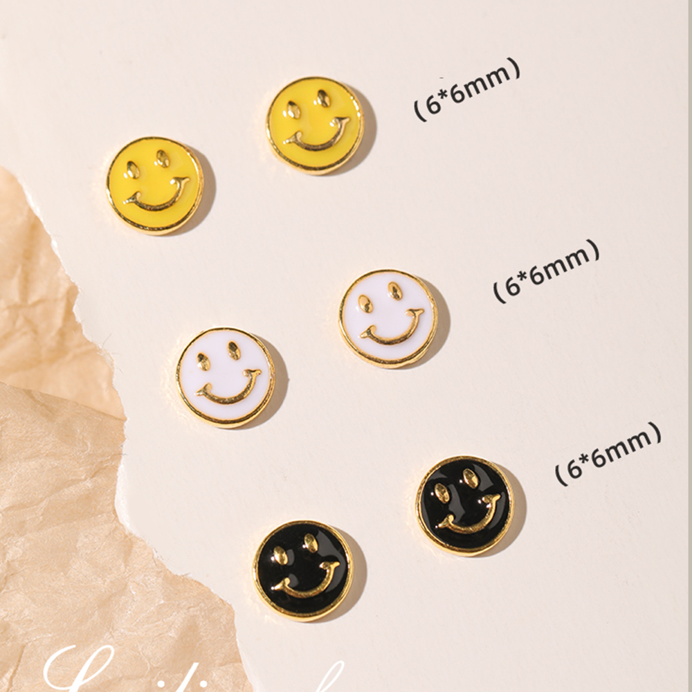 [Hàng mới về] Hạt đính móng tay trang trí nghệ thuật bằng kim loại họa tiết mặt cười 3D