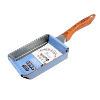 Chảo đúc vuông trưng vân đá ecoramic size 15*18 cm dùng được bếp từ.