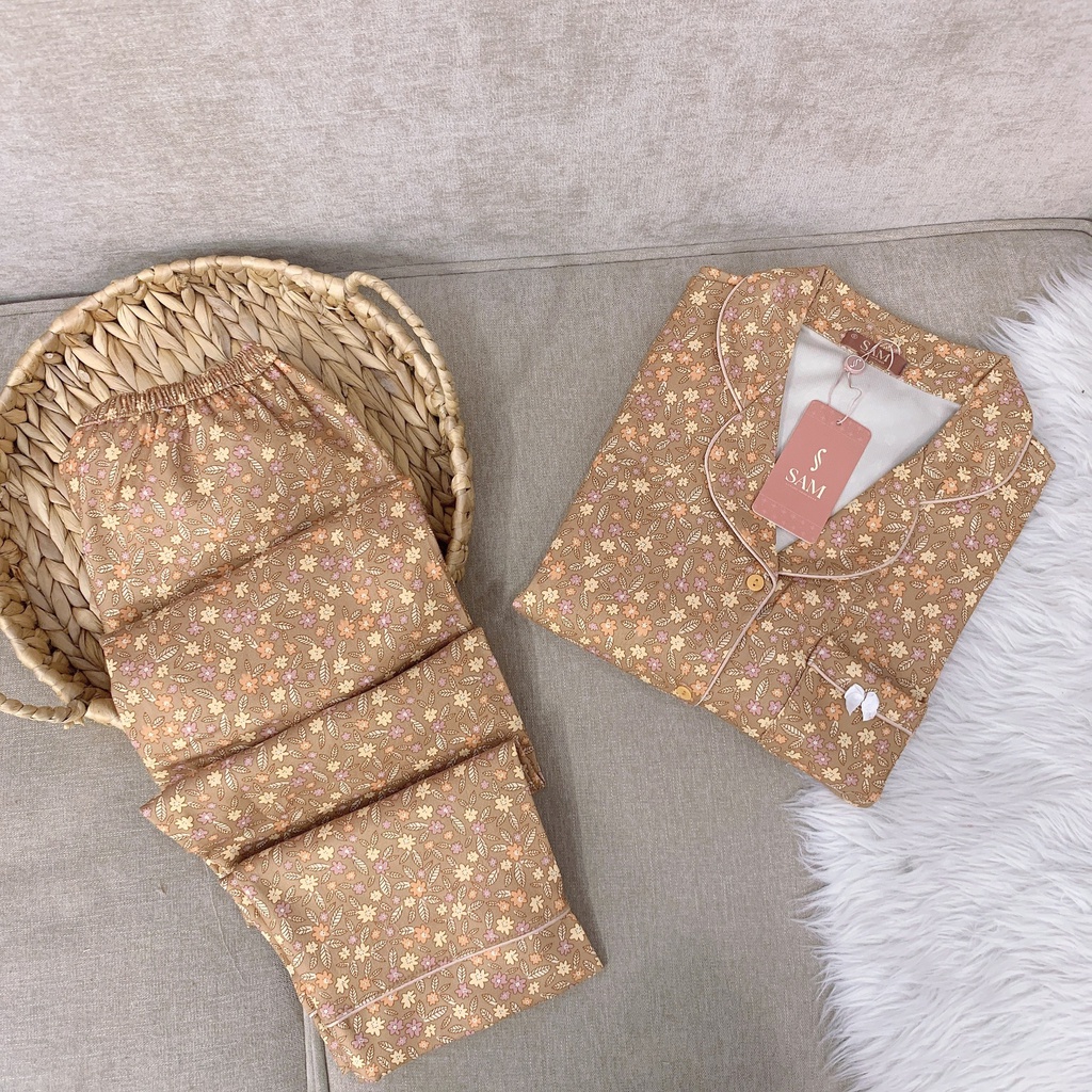 Bộ mặc nhà thu đông dài tay vải nhung mềm, đồ ngủ họa tiết hoa nhí nhiều màu, pijama WOWOMI | BigBuy360 - bigbuy360.vn