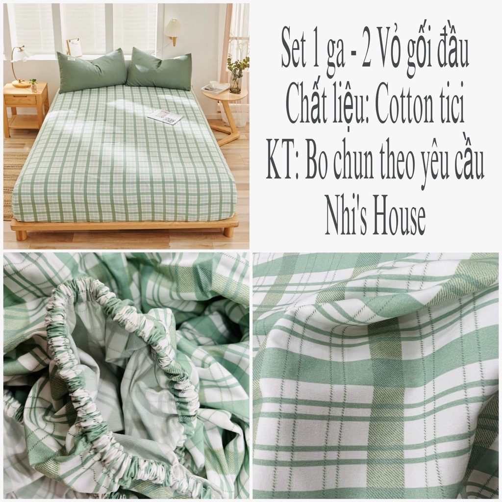 Set ga gối cotton tici kẻ mới, vải mềm đẹp,không xù lông,không phai màu | BigBuy360 - bigbuy360.vn