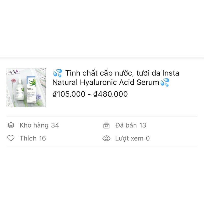 MINI KOOL💦 Tinh chất cấp nước sâu Insta Natural Hyaluronic Acid Serum💦Được review cực cao tại nhiều website khác nhau