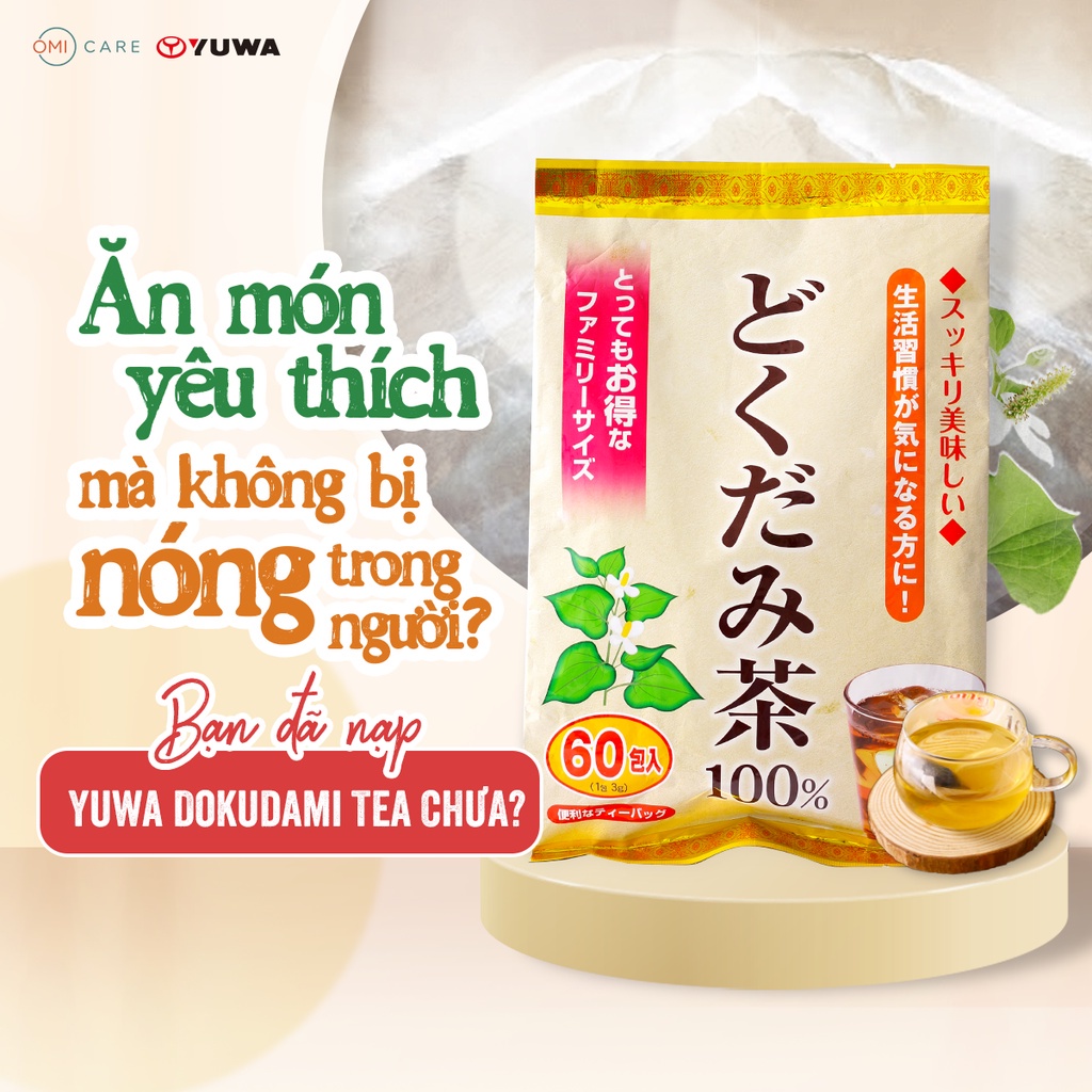 Trà Diếp Cá Yuwa 100% Lá Diếp Cá Giải Nhiệt Yuwa Dokudami Tea 100%, Trà Diếp Cá Nhật Bản (60 Gói)