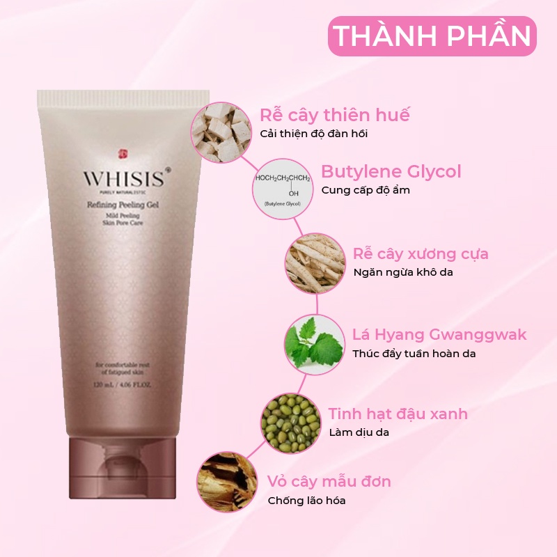 Tẩy Da Chết Trắng Da Đông Y WHISIS Hàn Quốc Giúp Giảm Nám &amp; Sạm Da Cho Da Xỉn Màu, Thâm Sạm 120ml