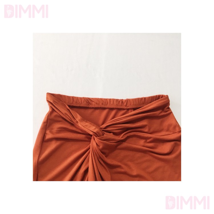 Chân Váy Midi Xẻ Đùi Cam