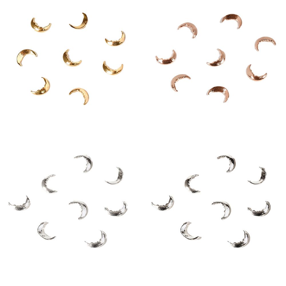 [Hàng mới về] Set 100 phụ kiện trang trí móng tay hình trăng khuyết màu hồng kiểu Nhật Bản