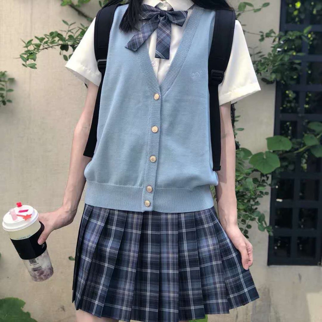 Áo Gile JK | Áo Gile Len Cổ V Khoác Ngoài Kiểu Dáng Học Sinh Phong Cách JK Nhật Bản, Trơn Basic Đơn Giản | BigBuy360 - bigbuy360.vn