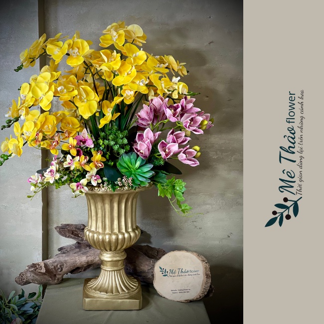 Bình Hoa Lan Giả Composite-Lan Hồ Điệp Chất Liệu Cao Su Trang Trí Nội Thất,Decor Quán Cafe, Quà Tặng Tân Gia Của Mê Thảo