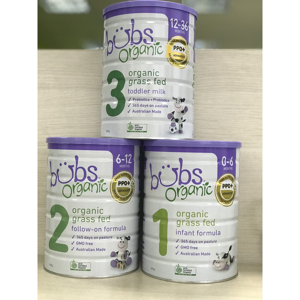 SỮA BÒ BUBS ORGANIC ÚC SỐ 1,2,3 800GR (DATE 2022)