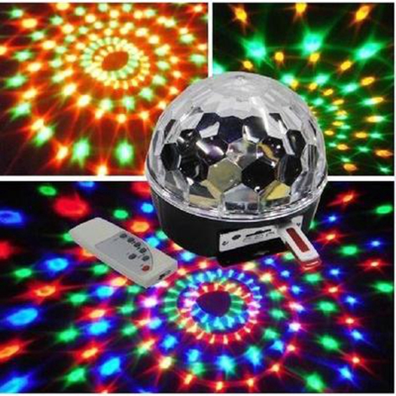 MP3 Magic Rotating Ball LED Music Stage Light Party Crystal Remote Control New 【cuul】