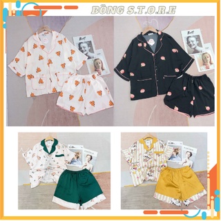 Đồ mặc nhà nữ pijama, đồ ngủ tay ngắn quần dài lụa satin - bông s.t.ỏ.r.e
